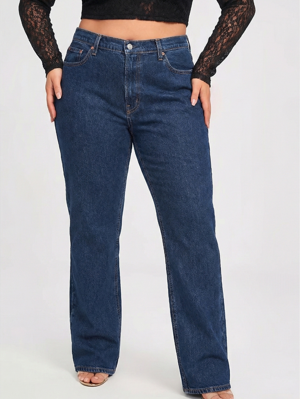 Levi's Dark Blue High Rise Women Jeans Wedgie Plus 18 W Mom Jeans Classic Denim